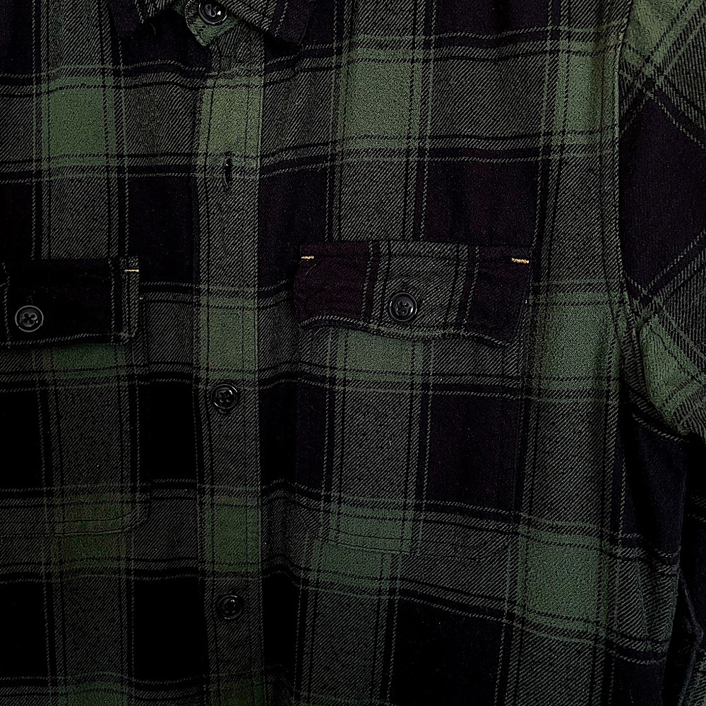 Green Checkered Flannel Button up - Picture 5 of 7
